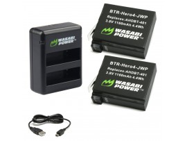 Wasabi Power Dual Charger with Two Batteries for GoPro HERO4